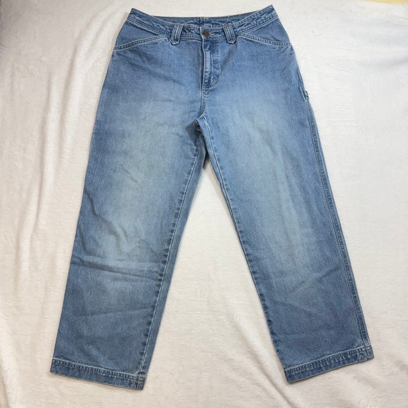 VTG Sonoma Carpenter Jean 12 Petite Cropped Denim Utility Pockets Light Wash 90s - Picture 1 of 11